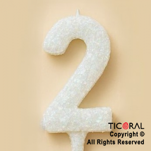 VELA NUMERAL CHICO 5.5 CM CON GIBRE BLANCO NUMERO 2 x 1